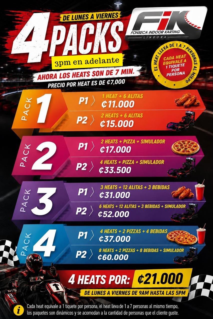 Tabla de precios de FIK Lindora — 4 Packs de lunes a viernes